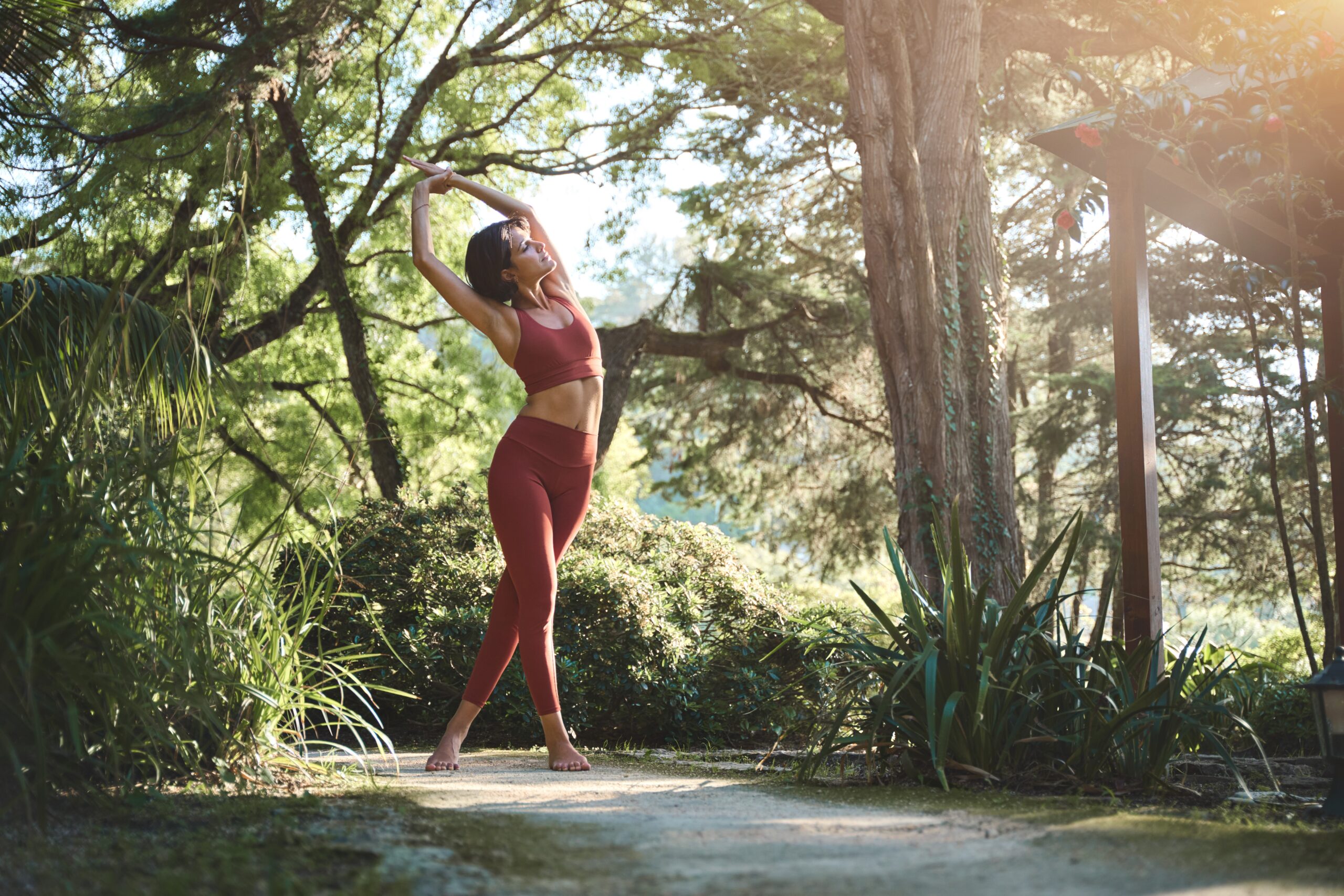 Fit,Sporty,Happy,Young,Hispanic,Woman,Wearing,Sportswear,Meditating,Doing